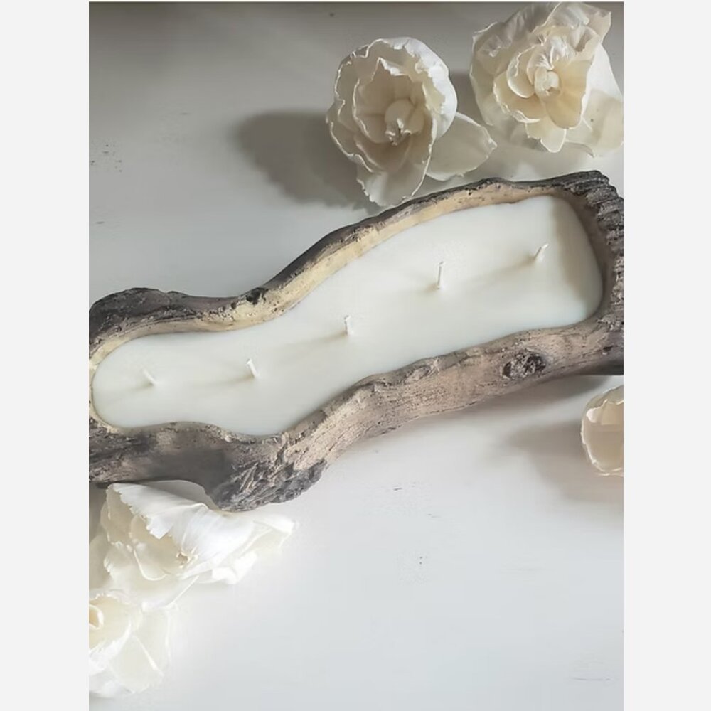 Ceramic Faux Log Candle 24oz | AUTUMN LEAVES Scent